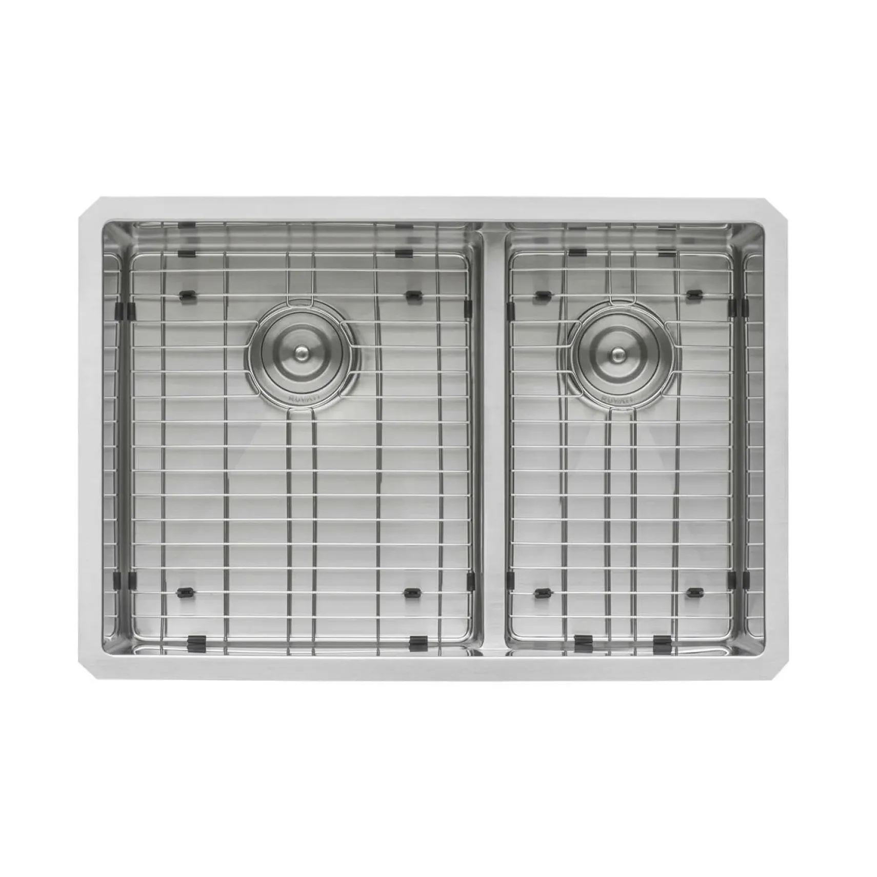 Ruvati Urbana 28" Undermount Stainless Steel Kitchen Sink, 60/40 Low Divide Double Bowl, 16 Gauge, Rounded Corners, RVH7255