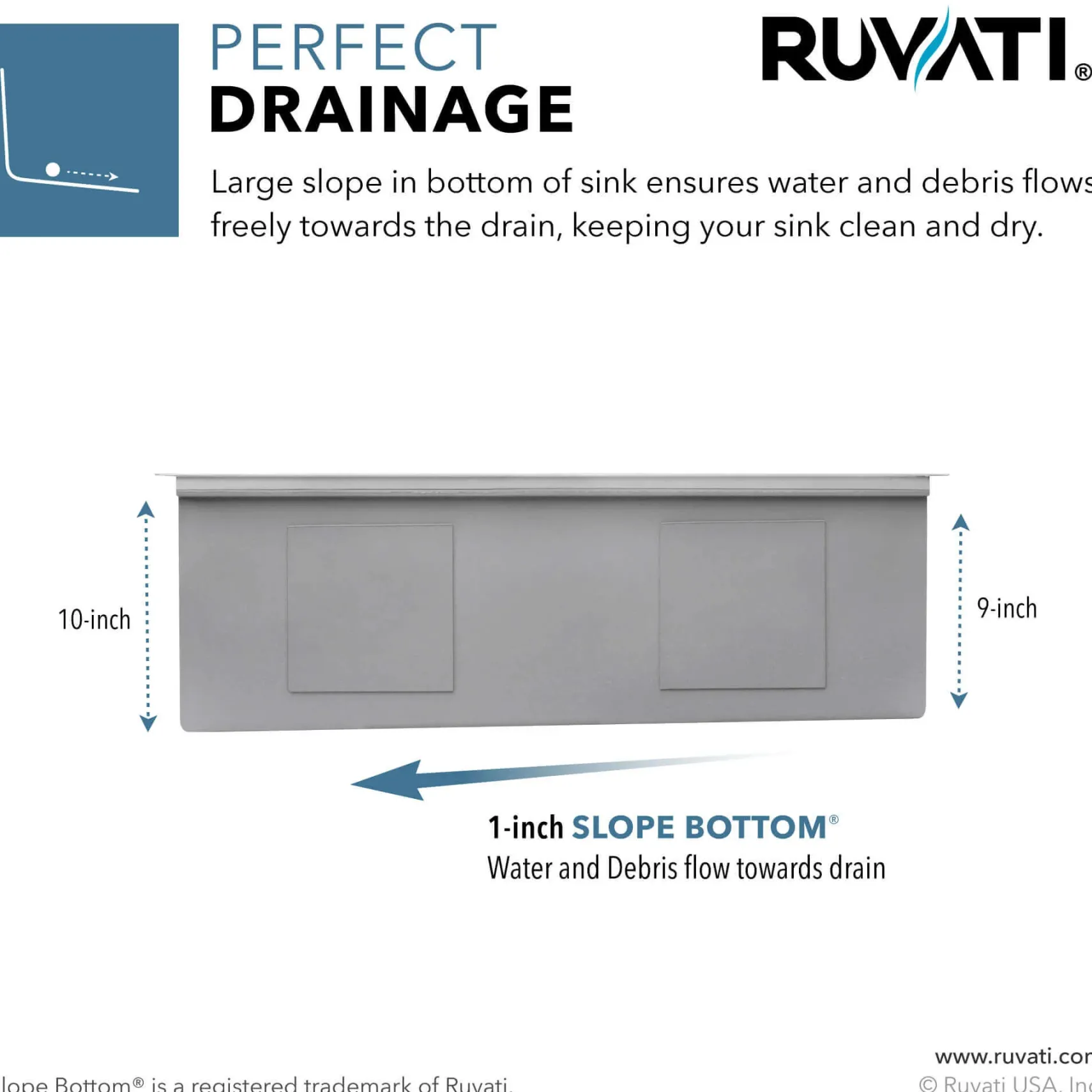Ruvati Veniso Nova 30" Slope Bottom Offset Drain Undermount Stainless Steel Workstation Kitchen Sink, 16 Gauge, RVH8584