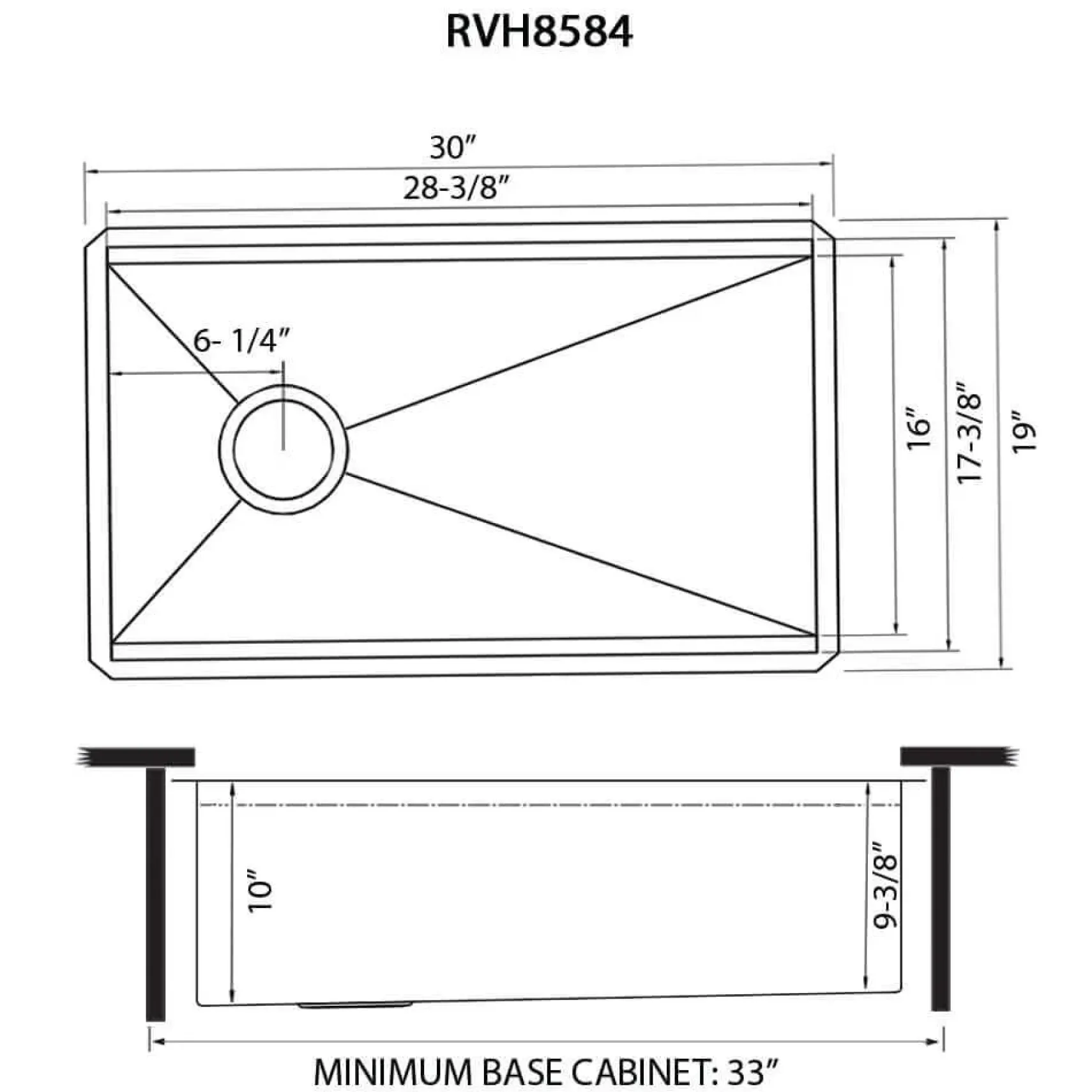 Ruvati Veniso Nova 30" Slope Bottom Offset Drain Undermount Stainless Steel Workstation Kitchen Sink, 16 Gauge, RVH8584