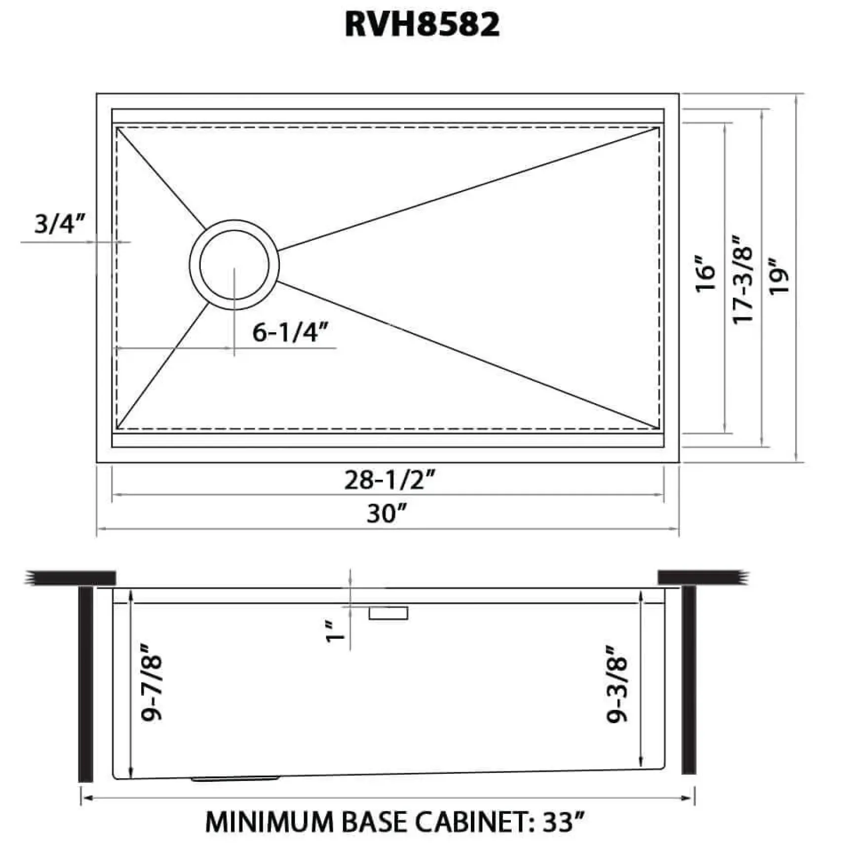 Ruvati Veniso 30" Slope Bottom Offset Drain Undermount Stainless Steel Workstation Kitchen Sink, 16 Gauge, RVH8582