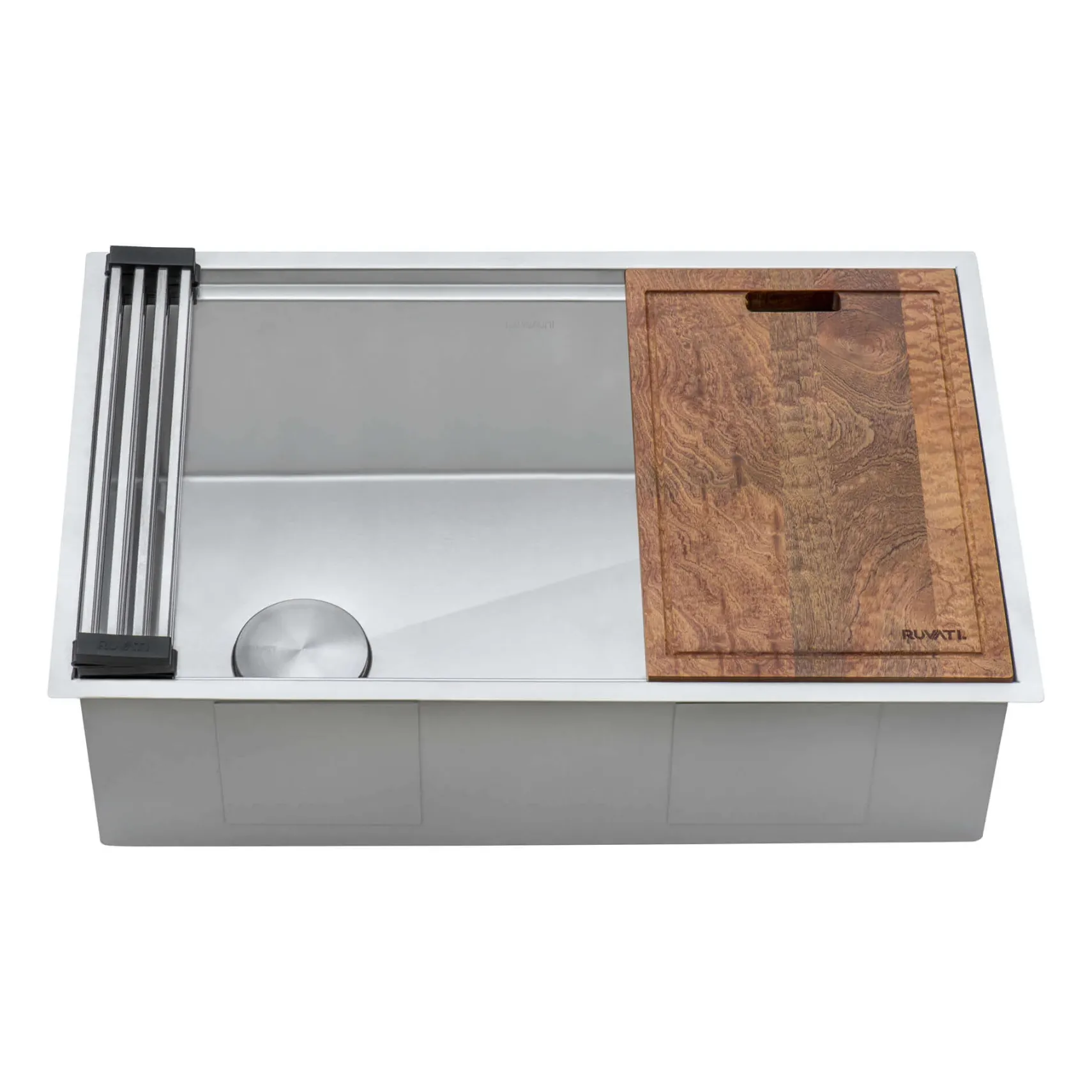 Ruvati Veniso 30" Slope Bottom Offset Drain Undermount Stainless Steel Workstation Kitchen Sink, 16 Gauge, RVH8582