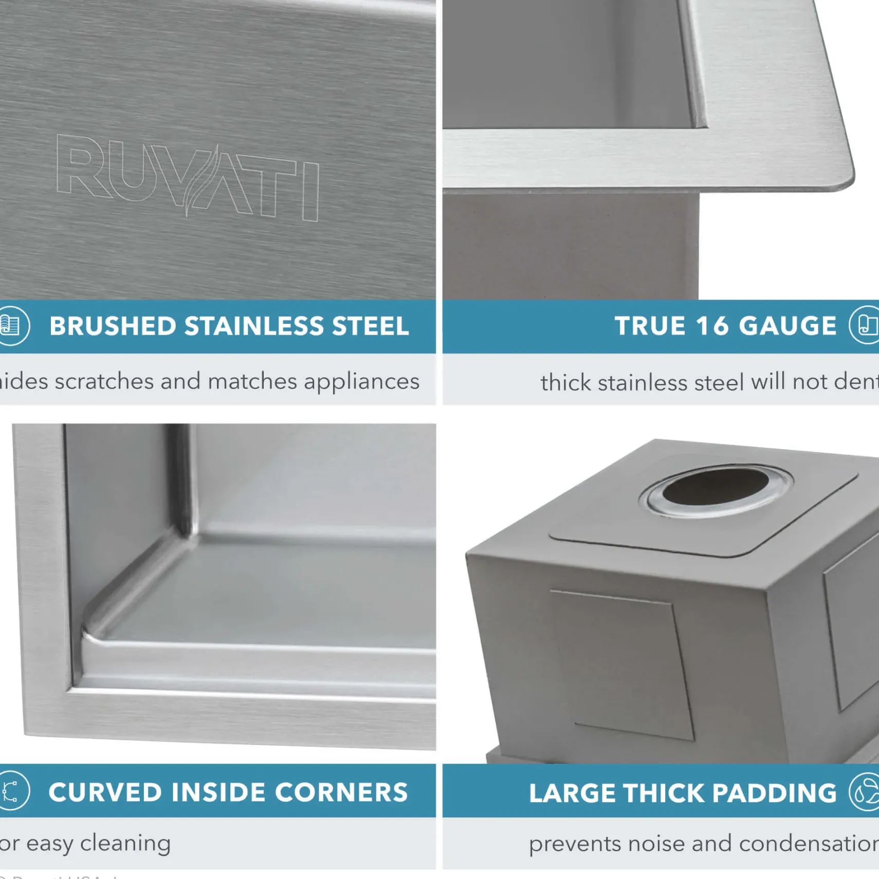 Ruvati Verona 36" Stainless Steel Workstation Apron-front Farmhouse Sink, 50/50 Low Divide Double Bowl, 16 Gauge, RVH9301