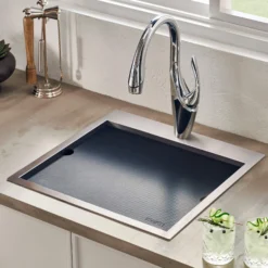 Ruvati 15 x 15 inch Marine Grade T-316 Workstation Topmount RV Boat Outdoor Sink Stainless Steel, RVQ5215