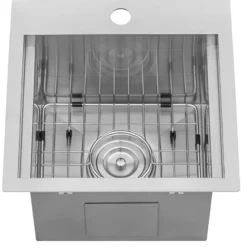Ruvati 15 x 15 inch Marine Grade T-316 Workstation Topmount RV Boat Outdoor Sink Stainless Steel, RVQ5215