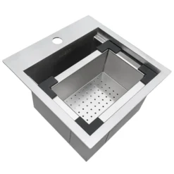 Ruvati 15 x 15 inch Marine Grade T-316 Workstation Topmount RV Boat Outdoor Sink Stainless Steel, RVQ5215