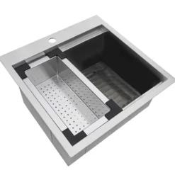 Ruvati 21 x 20 inch Outdoor Workstation Sink T-316 Marine Grade Topmount Stainless Steel BBQ, RVQ5221