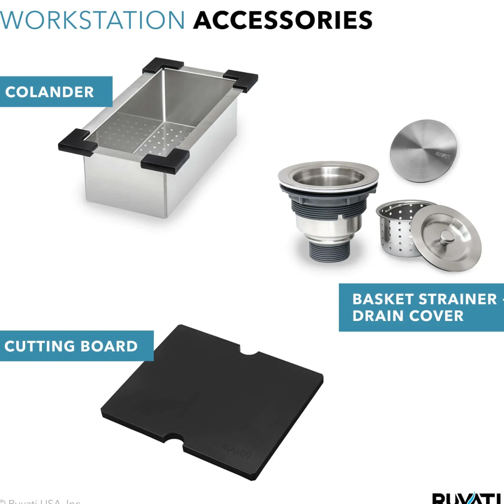 Ruvati 21 x 20 inch Outdoor Workstation Sink T-316 Marine Grade Topmount Stainless Steel BBQ, RVQ5221