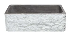 33" Smoke Brown Limestone Farmhouse Kitchen Sink, Chiseled Front, Single Bowl, KF332010SB-BE-BLN