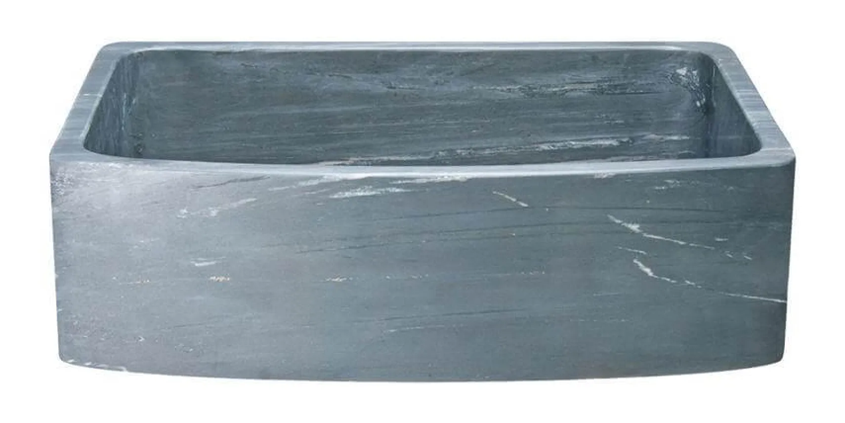 33" Soapstone Farmhouse Sink, Curved Reversible Apron Front, Charcoal Marquina, KFCF332210SB-NLP-CMS