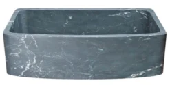 36" Soapstone Farmhouse Sink, Curved Reversible Apron Front, Charcoal Marquina, KFCF362210SB-NLP-CMS