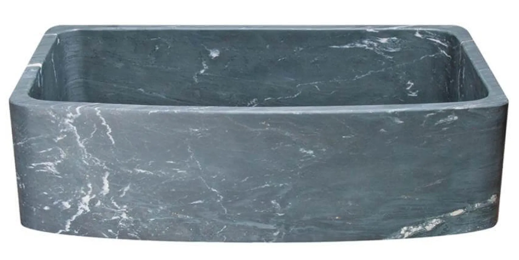 36" Soapstone Farmhouse Sink, Curved Reversible Apron Front, Charcoal Marquina, KFCF362210SB-NLP-CMS