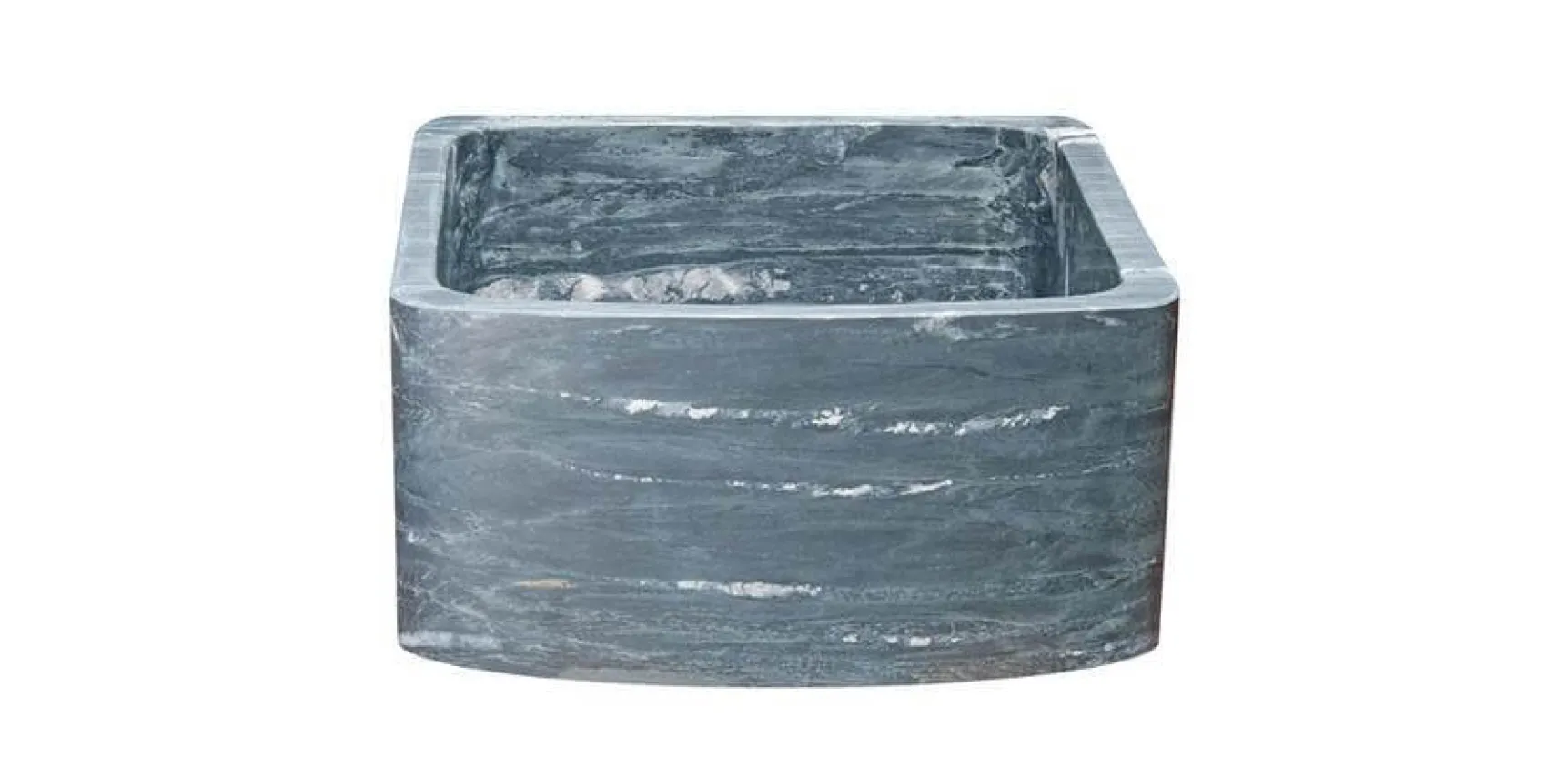17" Soapstone Farmhouse Sink, Curved Reversible Apron Front, Charcoal Marquina, KFCF171810-CMS