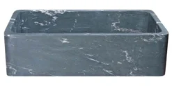 36" Soapstone Farmhouse Sink, Smooth Reversible Apron Front, Charcoal Marquina, KF362010SB-NLP-CMS