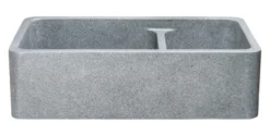 36" Stone 60/40 Double Bowl Farmhouse Kitchen Sink, Smooth Reversible Apron Front, Mercury Granite, Gray, KF362010DB-NLP-6040-M