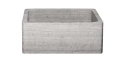 24" Stone Farmhouse Kitchen Sink, Curved Reversible Apron Front, Stratus Marble, Gray, KF242010-STLM