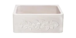 24" Stone Farmhouse Kitchen Sink, Design Apron Front, Crema Lyon Limestone, Beige, KF242010-F2-CL