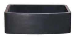 33" Stone Farmhouse Kitchen Sink, Curved Reversible Apron Front, Black Lava, Black, KFCF332210SB-NLP-BL