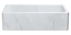 36" Stone Farmhouse Kitchen Sink, Smooth Reversible Apron Front, Carrara Marble, White, KF362010SB-NLP-CW