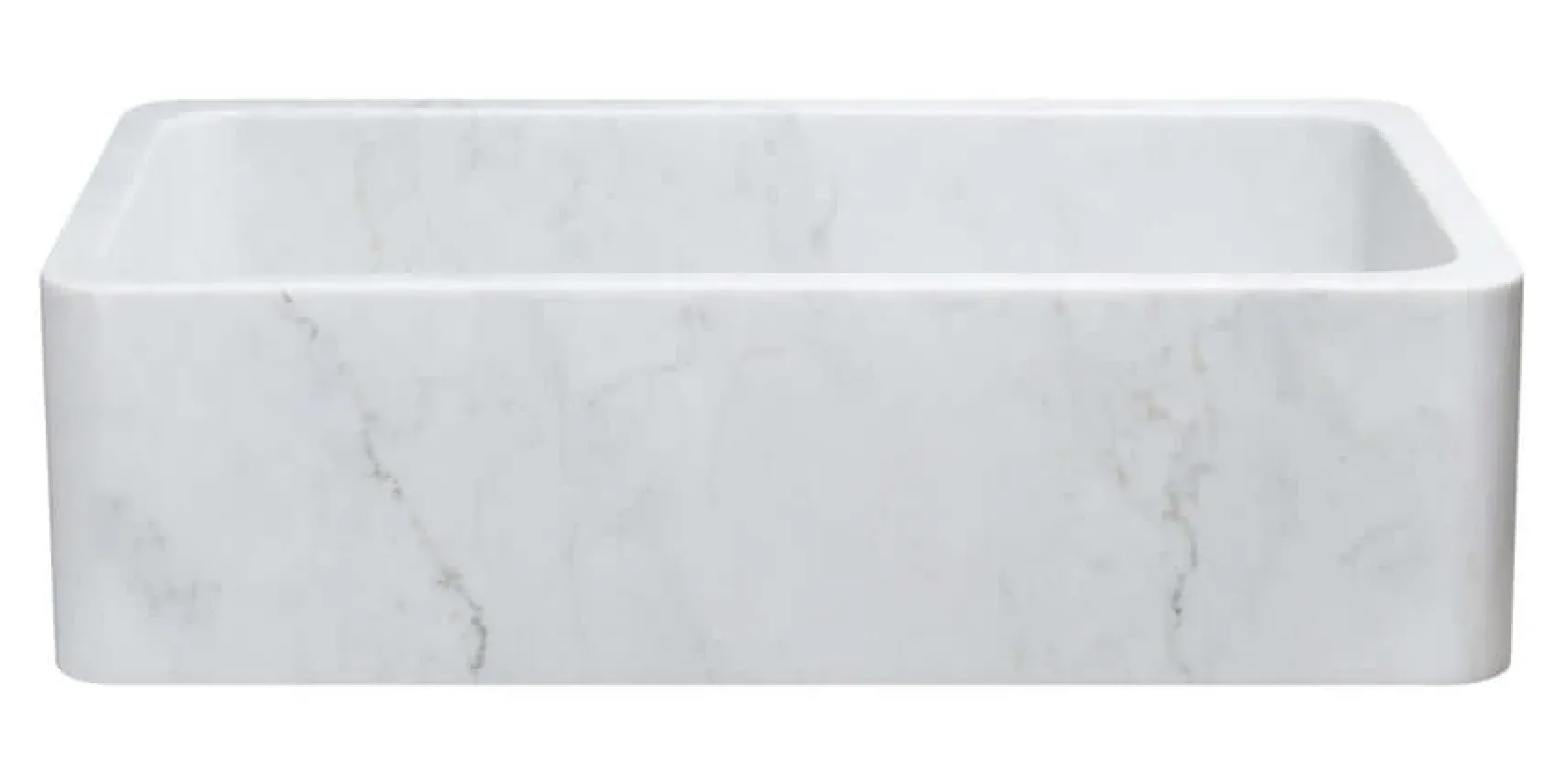 36" Stone Farmhouse Kitchen Sink, Smooth Reversible Apron Front, Carrara Marble, White, KF362010SB-NLP-CW