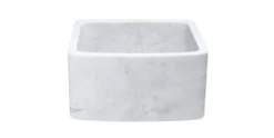 17" Stone Farmhouse Kitchen Sink, Curved Reversible Apron Front, Carrara Marble, White, KFCF171810-CW