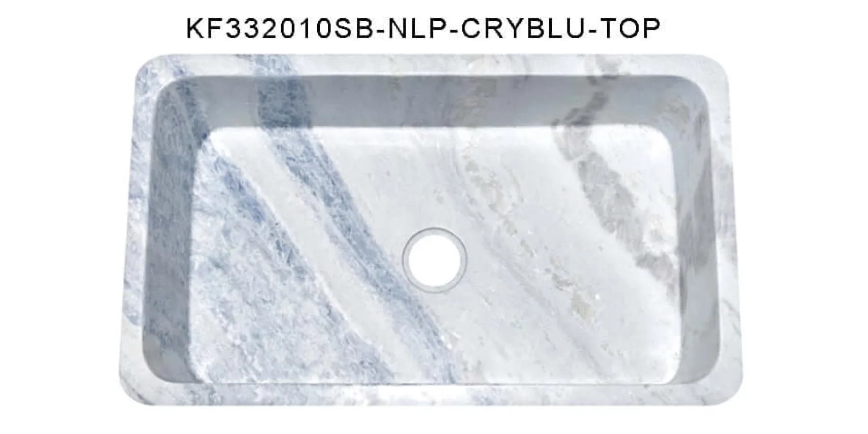 33" Stone Farmhouse Kitchen Sink, Smooth Reversible Apron Front, Crystal Blue Quartzite, KF332010SB-NLP-CRSBLU