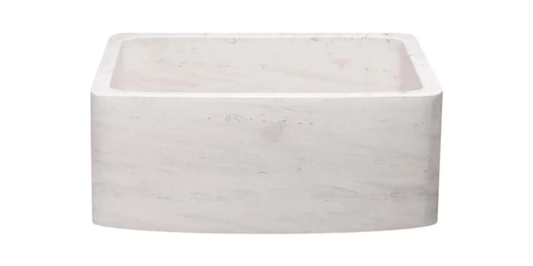 24" Stone Farmhouse Kitchen Sink, Curved Reversible Apron Front, Crema Lyon Limestone, Beige, KFCF242110-CL