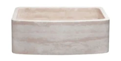 30" Stone Farmhouse Kitchen Sink, Curved Reversible Apron Front, Roma Travertine, Beige, KFCF302210SB-NLP-RT