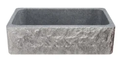 33" Stone Farmhouse Kitchen Sink, Chiseled Apron Front, Mercury Granite, Gray, KF332010SB-BE-M