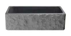 36" Stone Farmhouse Kitchen Sink, Chiseled Apron Front, Black Granite, Black, KF362010SB-BE-BK