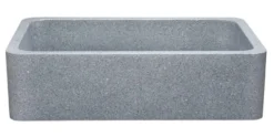 36" Stone Farmhouse Kitchen Sink, Smooth Reversible Apron Front, Mercury Granite, Gray, KF362010SB-NLP-M