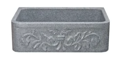 30" Stone Farmhouse Kitchen Sink, Design Apron Front, Mercury Granite, Gray, KF302010SB-F2-M