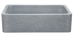 42" Stone Farmhouse Kitchen Sink, Smooth Reversible Apron Front, Mercury Granite, Gray, KF422010SB-NLP-M