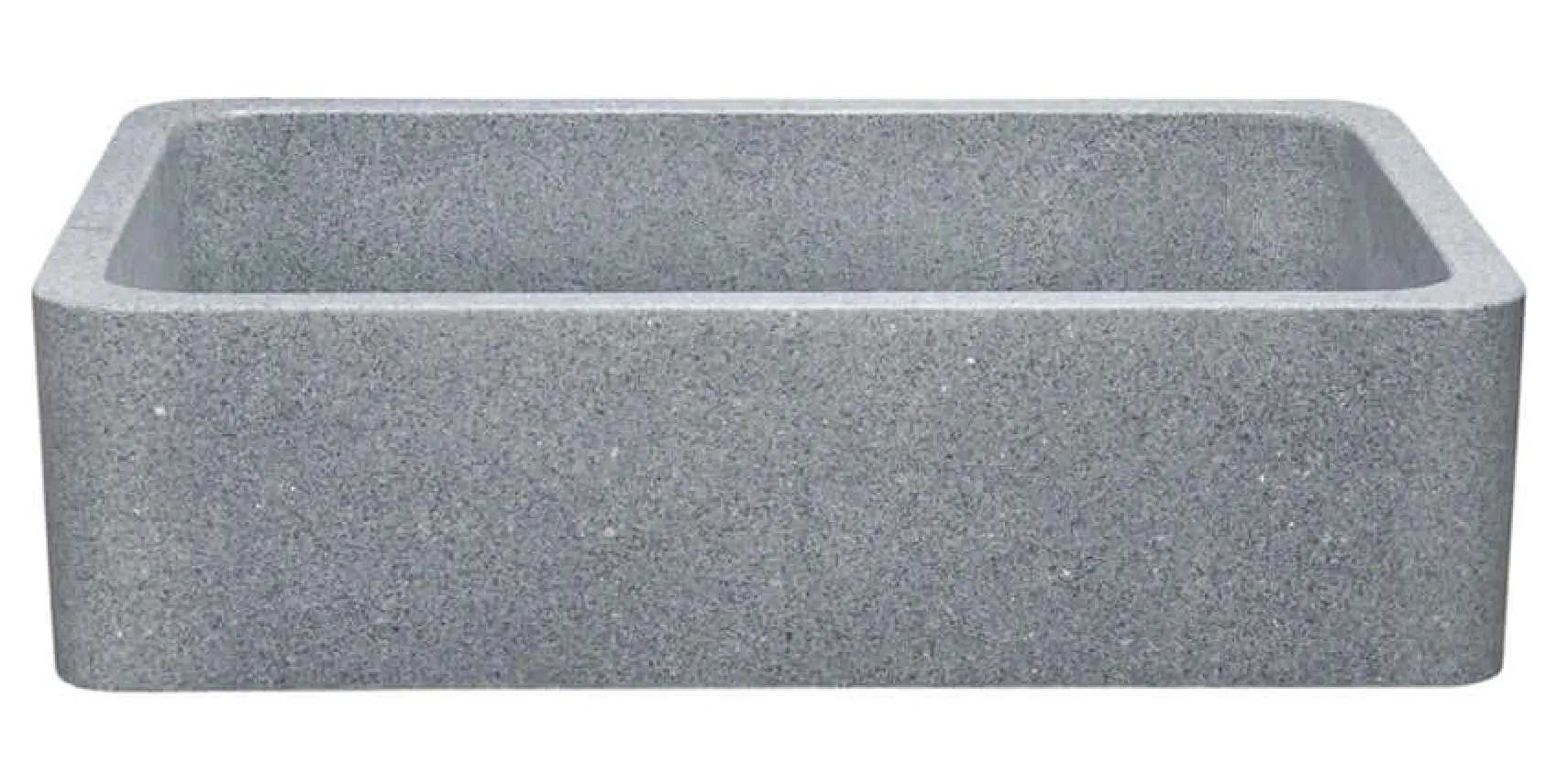 42" Stone Farmhouse Kitchen Sink, Smooth Reversible Apron Front, Mercury Granite, Gray, KF422010SB-NLP-M