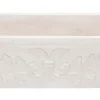 30" Stone Farmhouse Kitchen Sink, Smooth Reversible Floral Carving Apron Front, Crema Lyon Limestone, Beige, KF302010SB-F2-CL