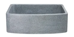 30" Stone Farmhouse Kitchen Sink, Curved Reversible Apron Front, Mercury Granite, Gray, KFCF302210SB-NLP-M