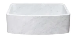 30" Stone Farmhouse Kitchen Sink, Curved Reversible Apron Front, Carrara Marble, White, KFCF302210SB-NLP-CW