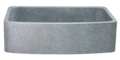 36" Stone Farmhouse Kitchen Sink, Curved Reversible Apron Front, Mercury Granite, Gray, KFCF362210SB-NLP-M