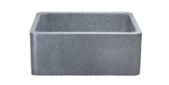 24" Stone Farmhouse Kitchen Sink, Smooth Reversible Apron Front, Mercury Granite, Gray, KF242010-M