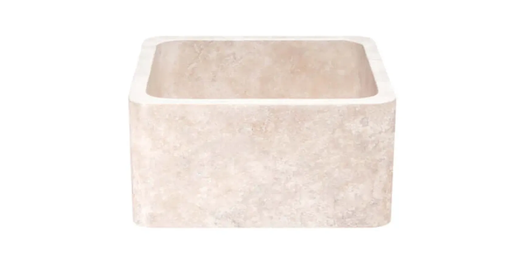 17" Stone Farmhouse Kitchen Sink, Smooth Reversible Apron Front, Roma Travertine, Beige, KF171710-RT