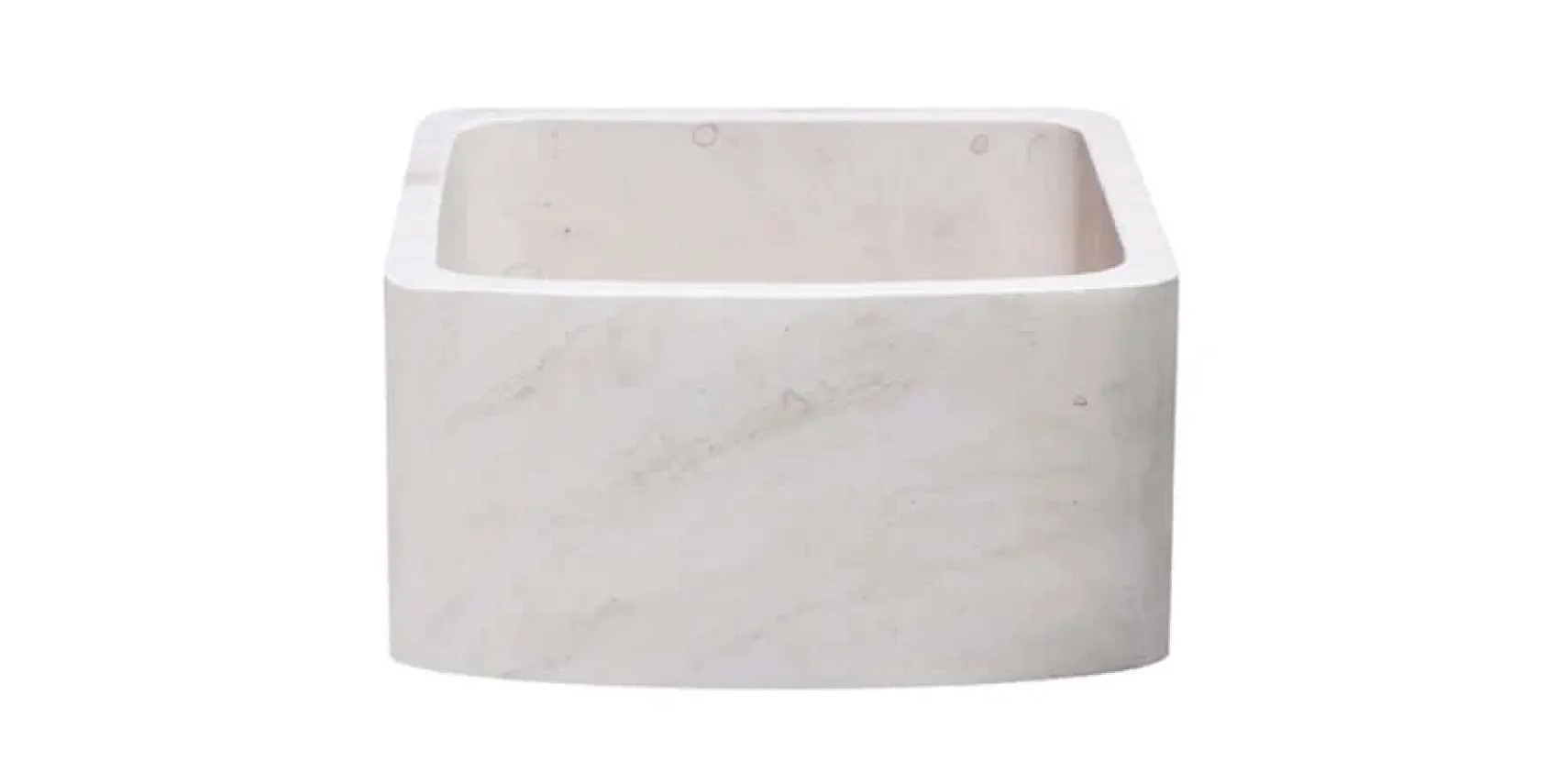 17" Stone Farmhouse Kitchen Sink, Curved Reversible Apron Front, Crema Lyon Limestone, Beige, KFCF171810-CL