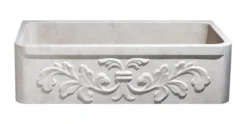 36" Stone Farmhouse Kitchen Sink, Design Apron Front, Cantera Beige Marble, KF362010SB-F2-CB