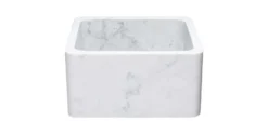 17" Stone Farmhouse Kitchen Sink, Smooth Reversible Apron Front, Carrara Marble, White, KF171710-CW
