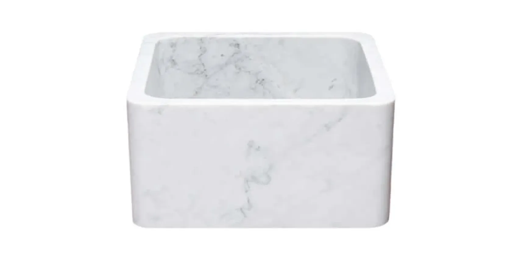 17" Stone Farmhouse Kitchen Sink, Smooth Reversible Apron Front, Carrara Marble, White, KF171710-CW