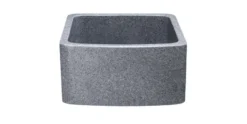 17" Stone Farmhouse Kitchen Sink, Curved Reversible Apron Front, Mercury Granite, Gray, KFCF171810-M