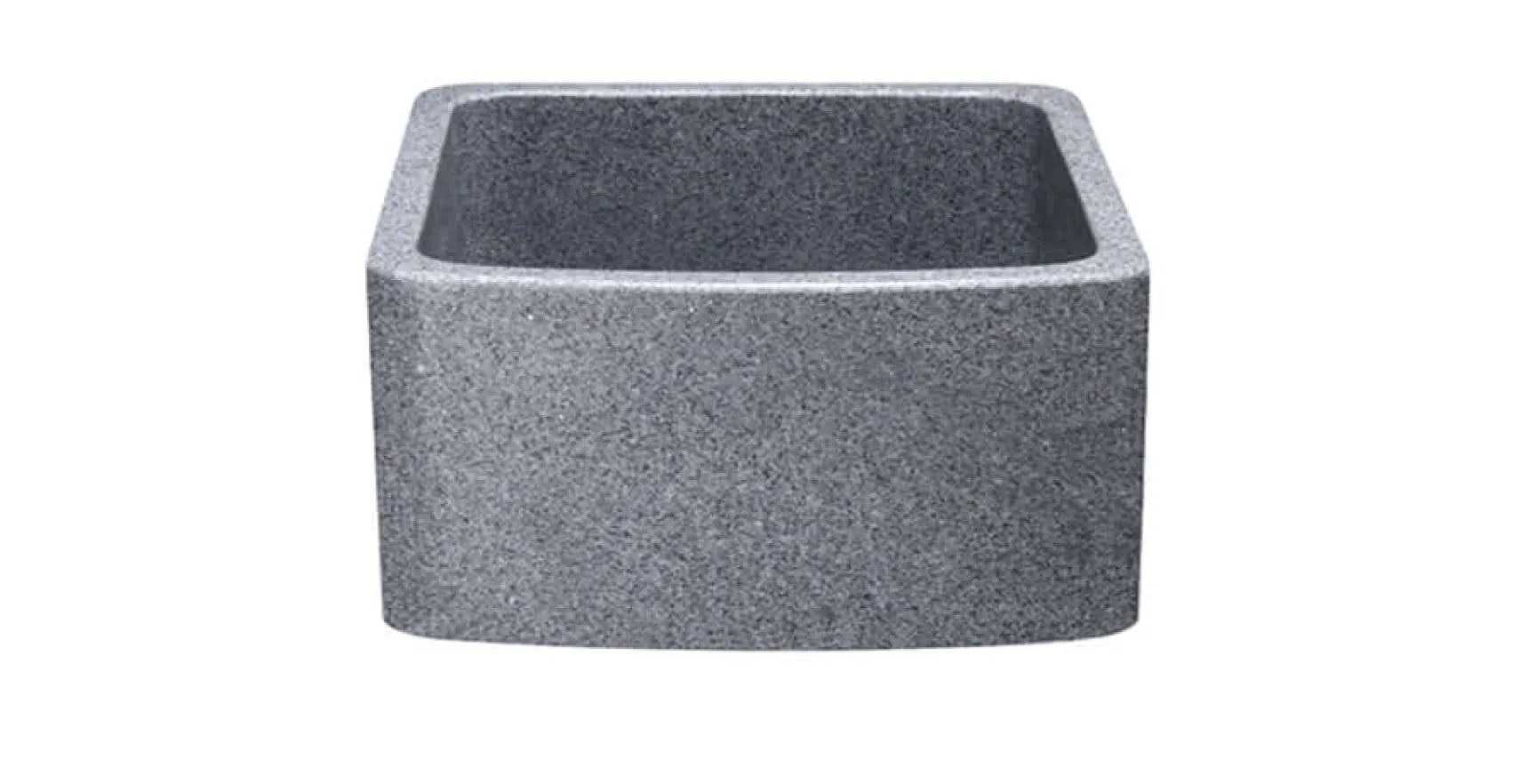 17" Stone Farmhouse Kitchen Sink, Curved Reversible Apron Front, Mercury Granite, Gray, KFCF171810-M