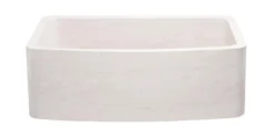 30" Stone Farmhouse Kitchen Sink, Smooth Reversible Curved Apron Front, Crema Lyon Limestone, Beige, KFCF302210SB-NLP-CL