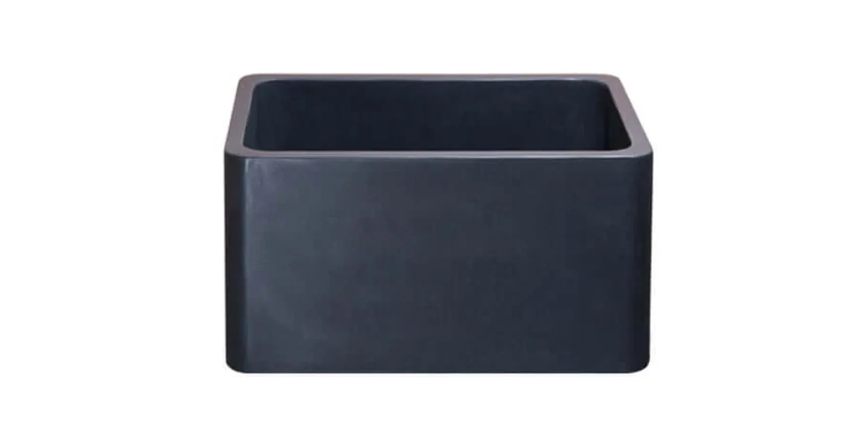 17" Stone Farmhouse Kitchen Sink, Smooth Reversible Apron Front, Black Lava, Black, KF171710-BL