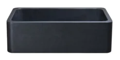33" Stone Farmhouse Kitchen Sink, Smooth Reversible Apron Front, Black Lava, Black, KF332010SB-NLP-BL
