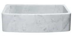 36" Stone Farmhouse Sink, Curved Reversible Apron Front, Carrara Marble, White, KFCF362210SB-NLP-CW