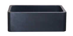 30" Stone Farmhouse Sink, Smooth Reversible Apron Front, Black Lava, Black, KF302010SB-NLP-BL